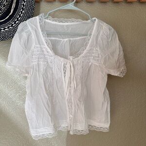 White Lace Trim Women's Top